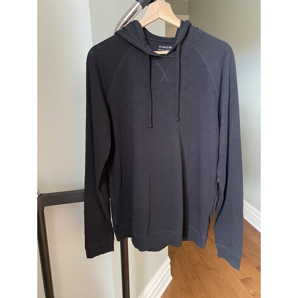 Vince Men's Raglan Sleeve Pullover Hoodie Sweatshirt In Black $230
